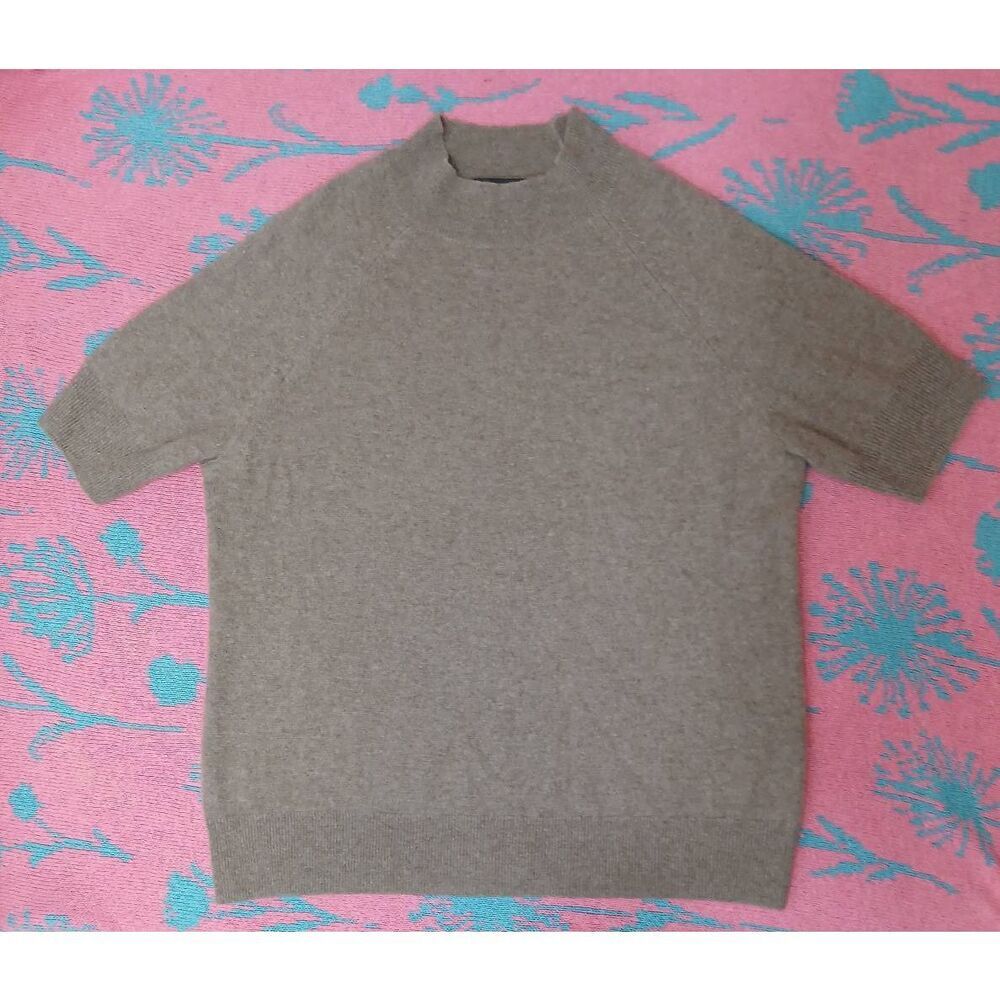 Saks fifth Avenue womens large 100% cashmere sweater boxy mockneck sand brown